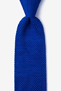 Classic Solid Blue Knit Tie Photo (0)