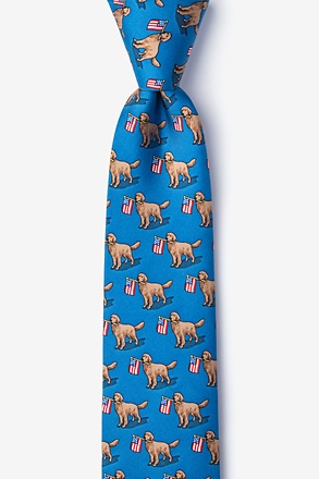 In Dog We Trust Blue Skinny Tie