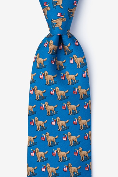 Blue Silk In Dog We Trust Tie