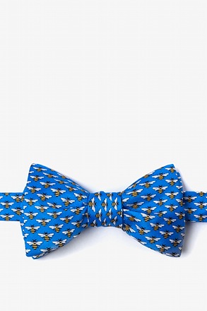 _Micro Bees Blue Self-Tie Bow Tie_