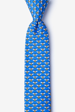 _Micro Bees Blue Skinny Tie_