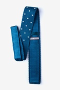 Polka Dot Blue Knit Skinny Tie Photo (1)