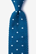 Polka Dot Blue Knit Tie Photo (0)