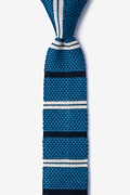 Roman Stripe Blue Knit Skinny Tie Photo (0)