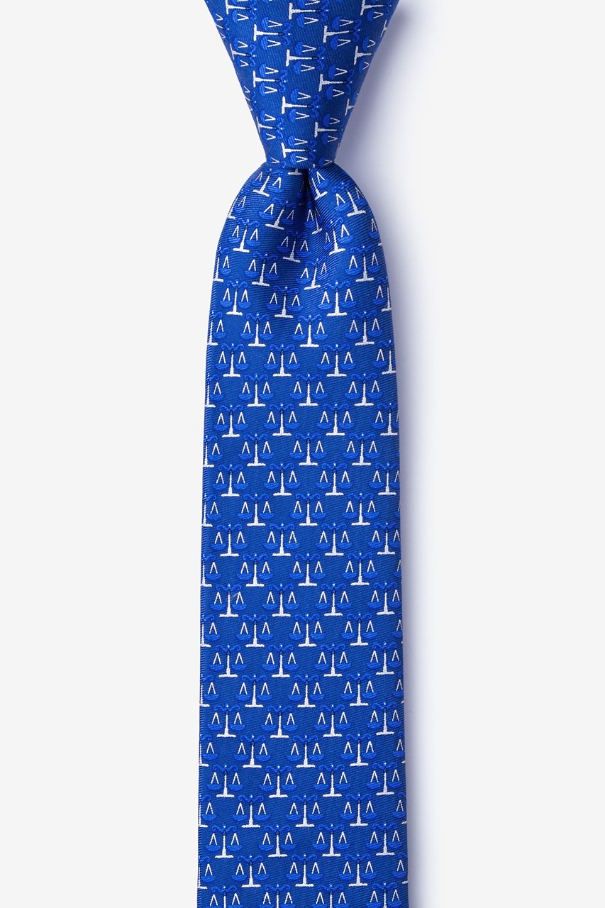 Scales Of Justice Blue Skinny Tie Photo (0)