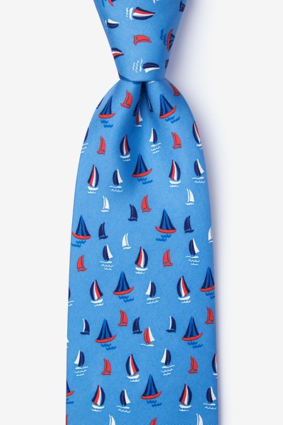 blue and white tie sailboat