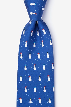 Snowmen in the Snow Blue Extra Long Tie