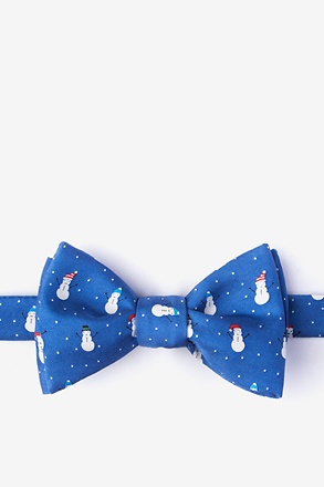 Snowmen in the Snow Blue Self-Tie Bow Tie