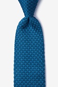 Textured Solid Blue Knit Tie Photo (0)