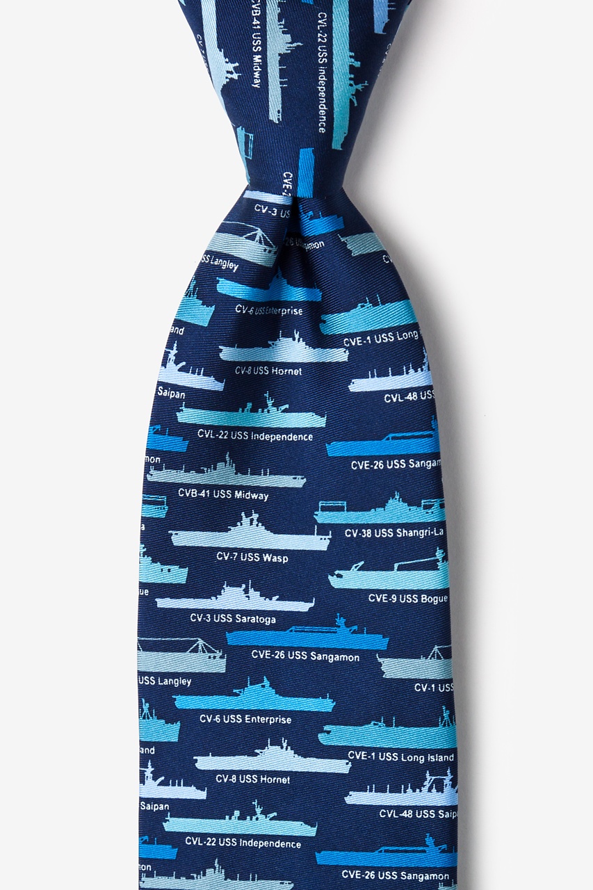 U.S. Aircraft Carriers Blue Tie Photo (0)