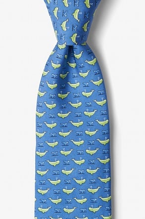 Whales' Tails Blue Tie