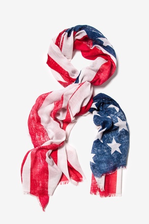 _Red Rustic American Flag Scarf_