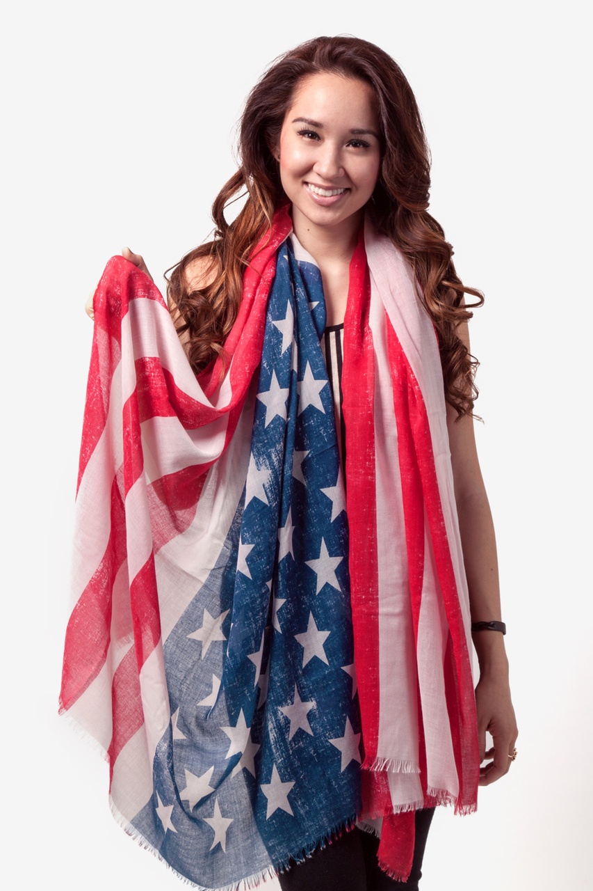 Red Rustic American Flag Scarf Photo (3)
