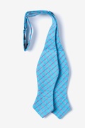 Bright Blue Stuart Check Diamond Tip Bow Tie Photo (1)