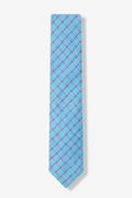 Bright Blue Stuart Check Skinny Tie Photo (1)