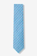Bright Blue Stuart Check Skinny Tie Photo (1)