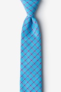Bright Blue Stuart Check Skinny Tie Photo (0)