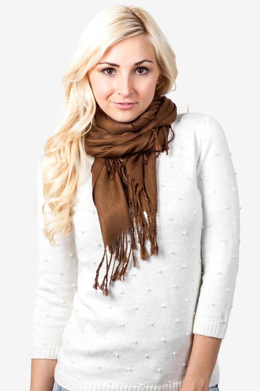 Brown Acrylic Cocoa Brown Pashmina