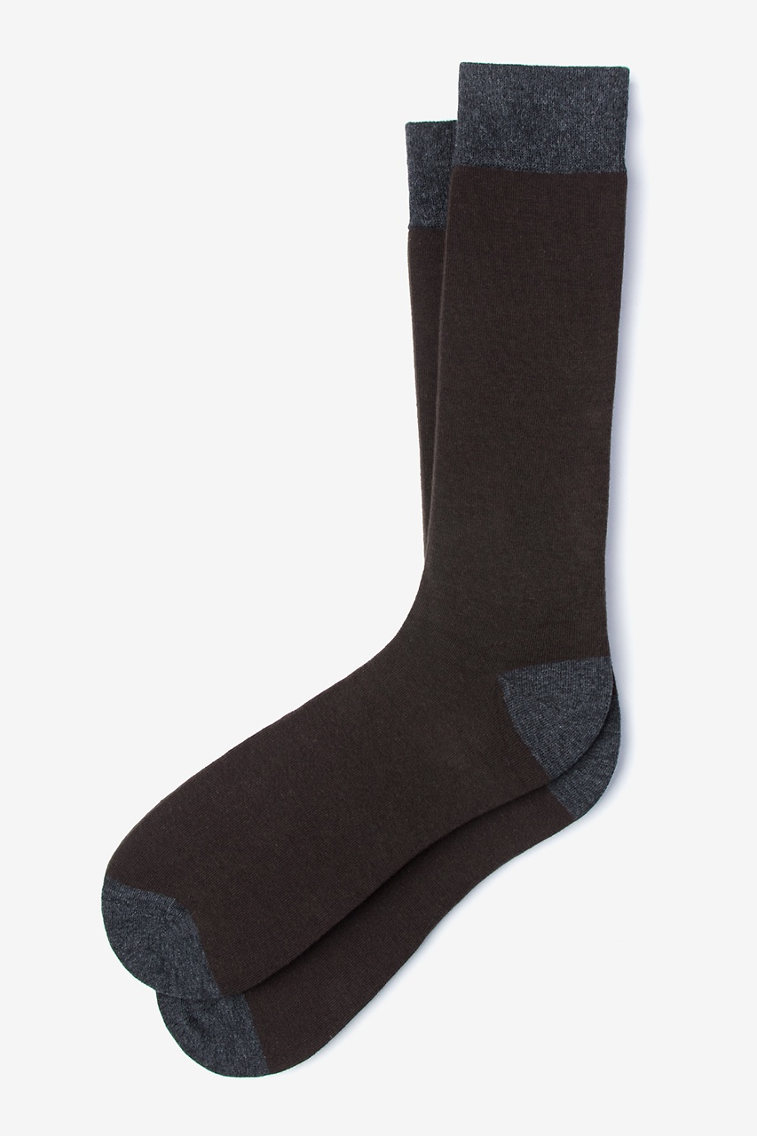 Brown Carded Cotton Solid Choice Sock | Ties.com