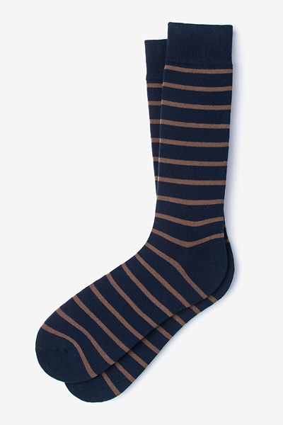 Brown Carded Cotton Virtuoso Stripe Medium-Large Sock