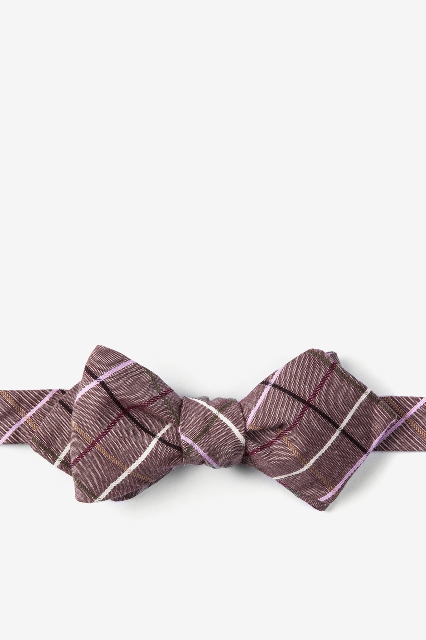 Brown Cotton Checkers Diamond Tip Self Tie Bow Tie | Ties.com