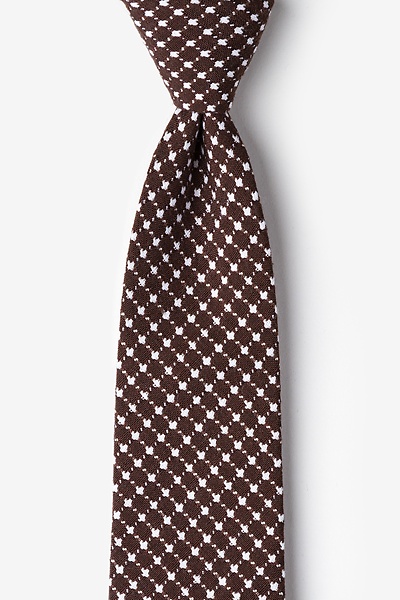 Brown Cotton descanso Extra Long Tie