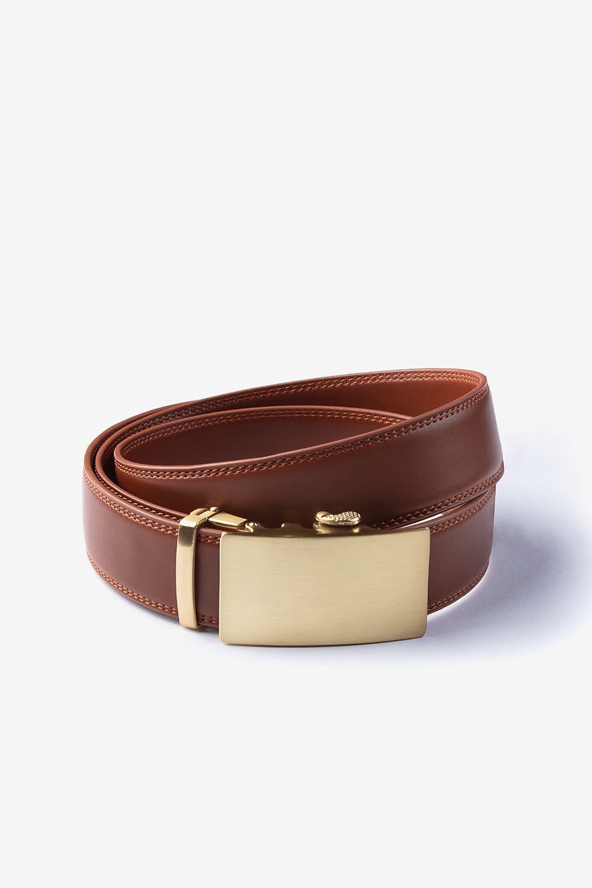 PREMIUM LEATHER MICRO-FIT SLIDE BROWN BELT