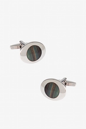 Colored Rounded Oval Brown Cufflinks