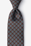 Snowflakes Brown Extra Long Tie Photo (0)