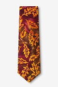 Stamped Fall Leaves Brown Extra Long Tie Photo (1)