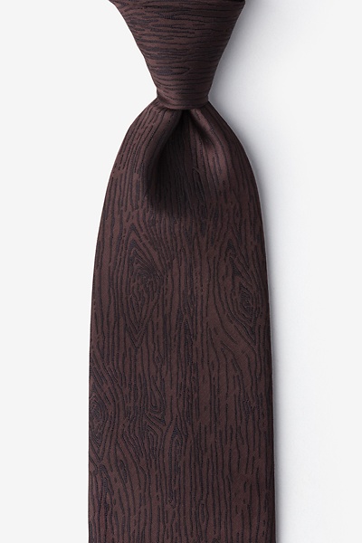 Brown Microfiber Wood Grain Tie