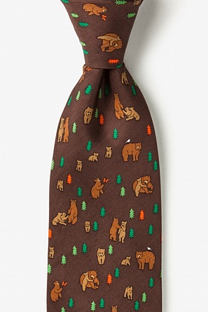 Bear Necessities Brown Extra Long Tie