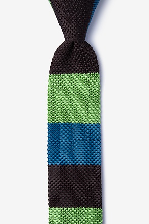 _Belgian Color Block Brown Knit Skinny Tie_