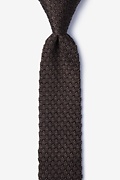 Textured Solid Brown Knit Skinny Tie Photo (0)