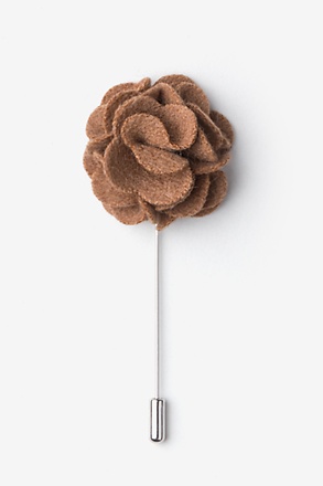 _Brown Wool Felt Flower Lapel Pin_