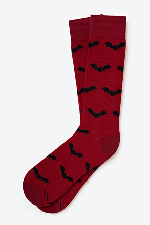 _A little Batty Burgundy Medium-Large Sock_