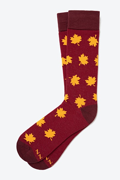 Burgundy Carded Cotton Just Be Leaf Sock
