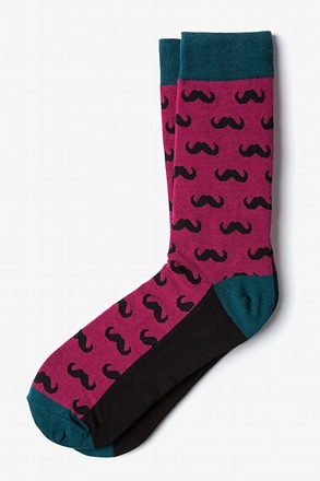 Mustache Burgundy Sock