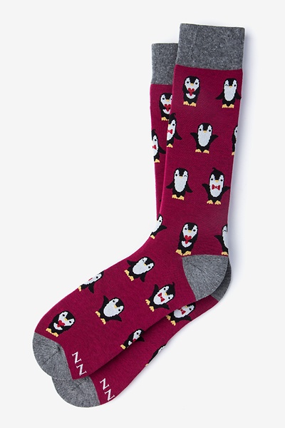 Burgundy Carded Cotton Penguins are Chill Sock
