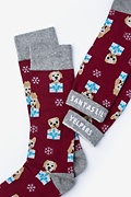 Santa's Lil' Yelpers Burgundy Medium-Large Sock Photo (1)