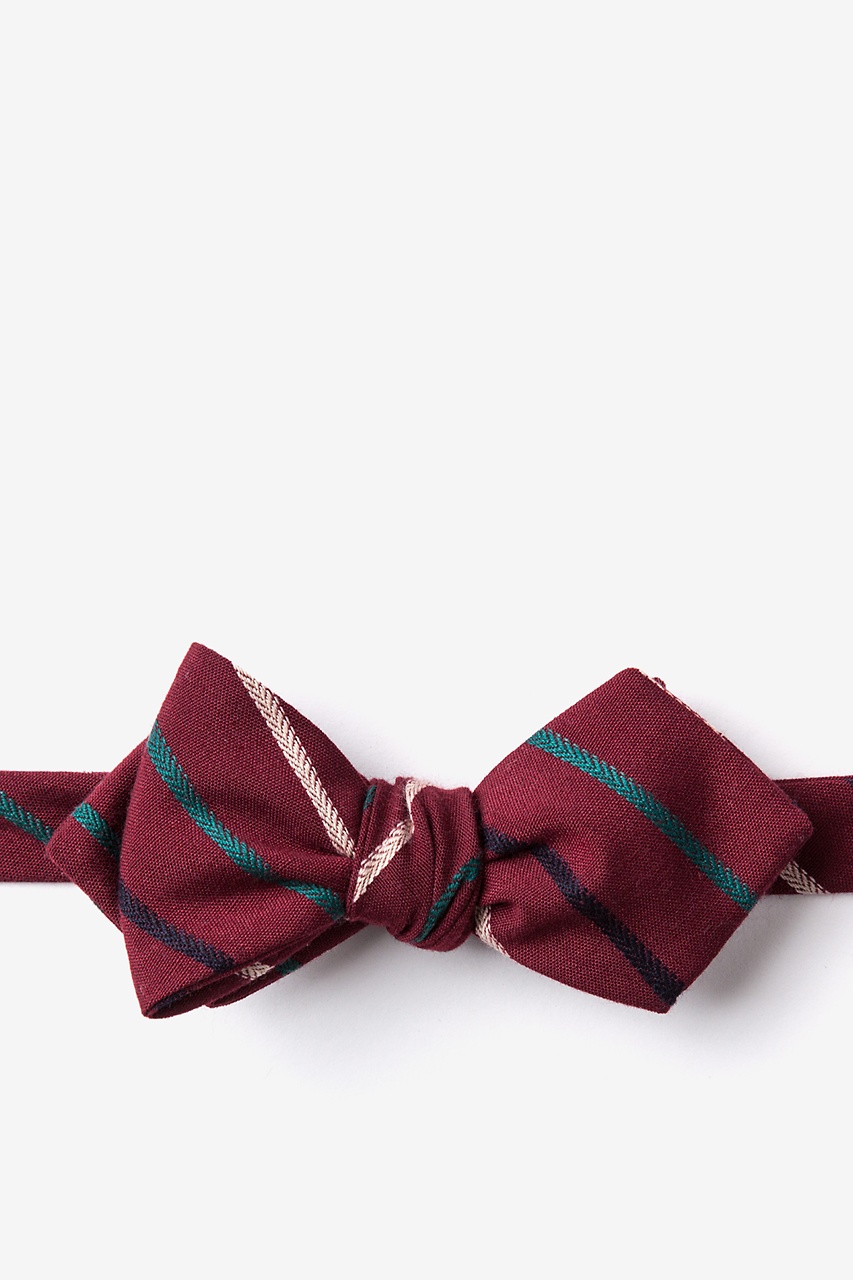 Burgundy Cotton Houston Diamond Tip Bow Tie | Ties.com