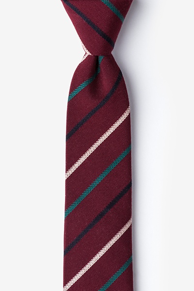 Burgundy Cotton Houston Skinny Tie