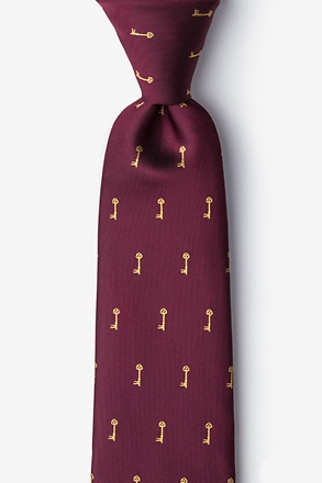 Antique Keys Burgundy Extra Long Tie