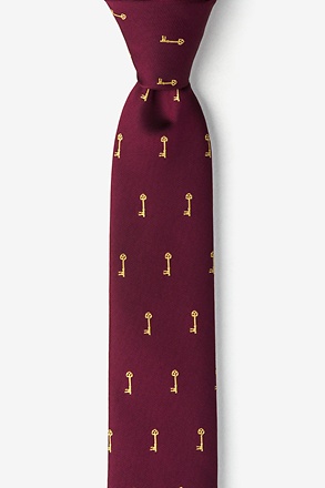 _Antique Keys Burgundy Skinny Tie_