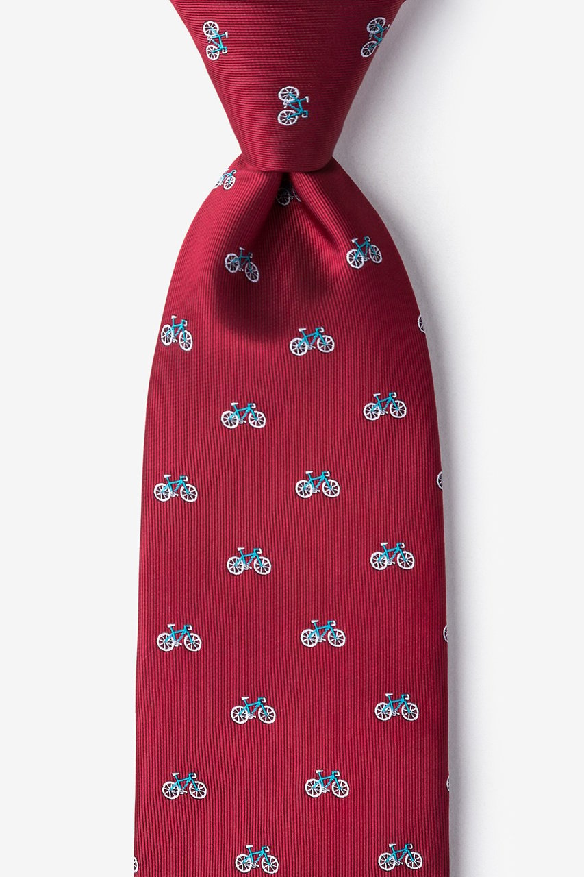 Bicycles Burgundy Extra Long Tie Photo (0)