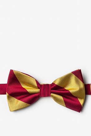 Burgundy & Gold Stripe Pre-Tied Bow Tie