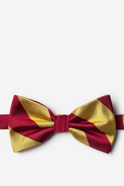 Burgundy Microfiber Burgundy & Gold Stripe Pre-Tied Bow Tie