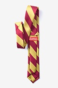 Burgundy & Gold Stripe Skinny Tie Photo (1)