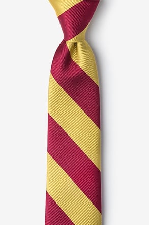 _Burgundy & Gold Stripe Tie For Boys_