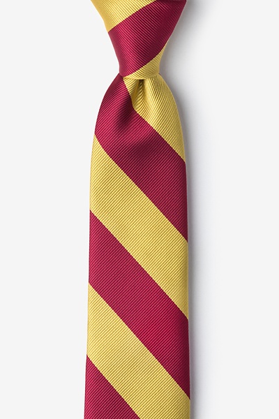 Burgundy Microfiber Burgundy & Gold Stripe Tie For Boys